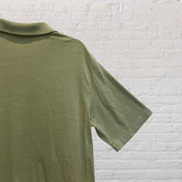 Polo Shirt, Large Man, Solid Olive Green, Breast Pocket, Button Down - Picture 8 of 8